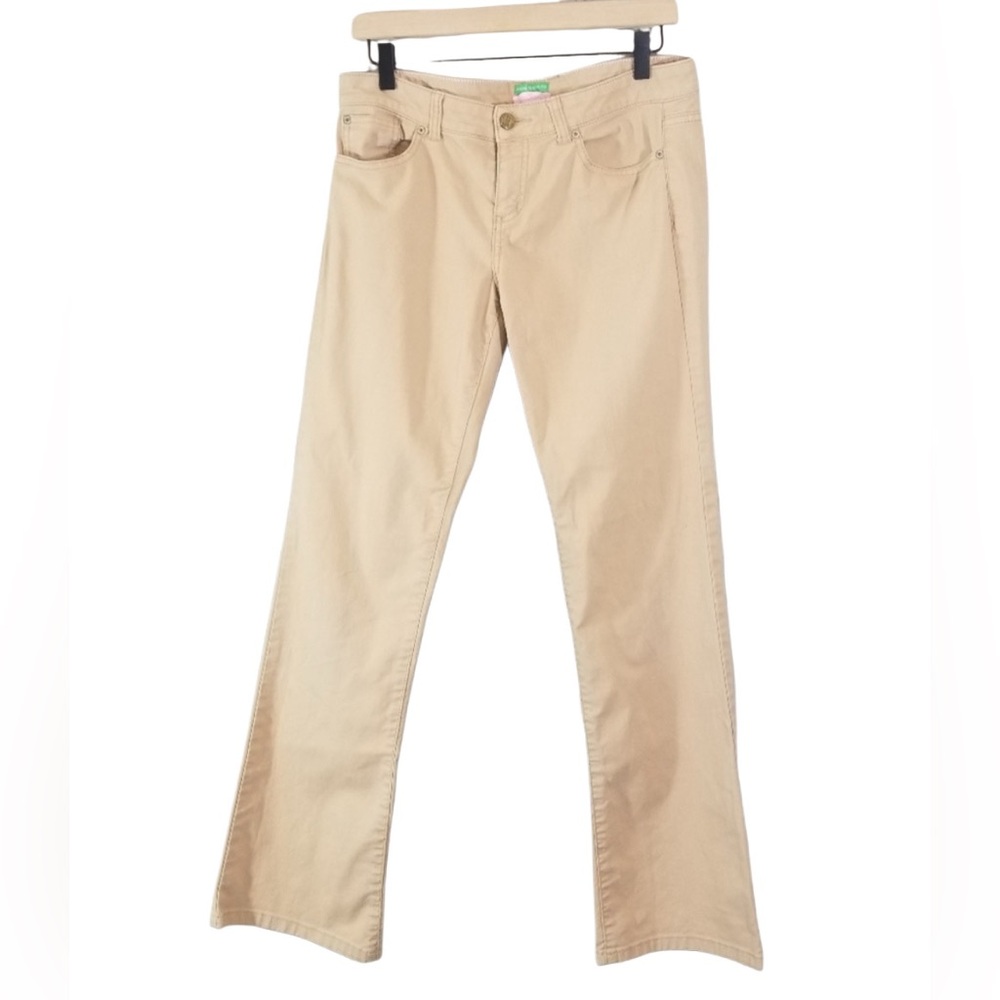 Lilly Pulitzer Khaki Chino Palm Beach Fit Tan Pants Low rise Preppy Minimalist